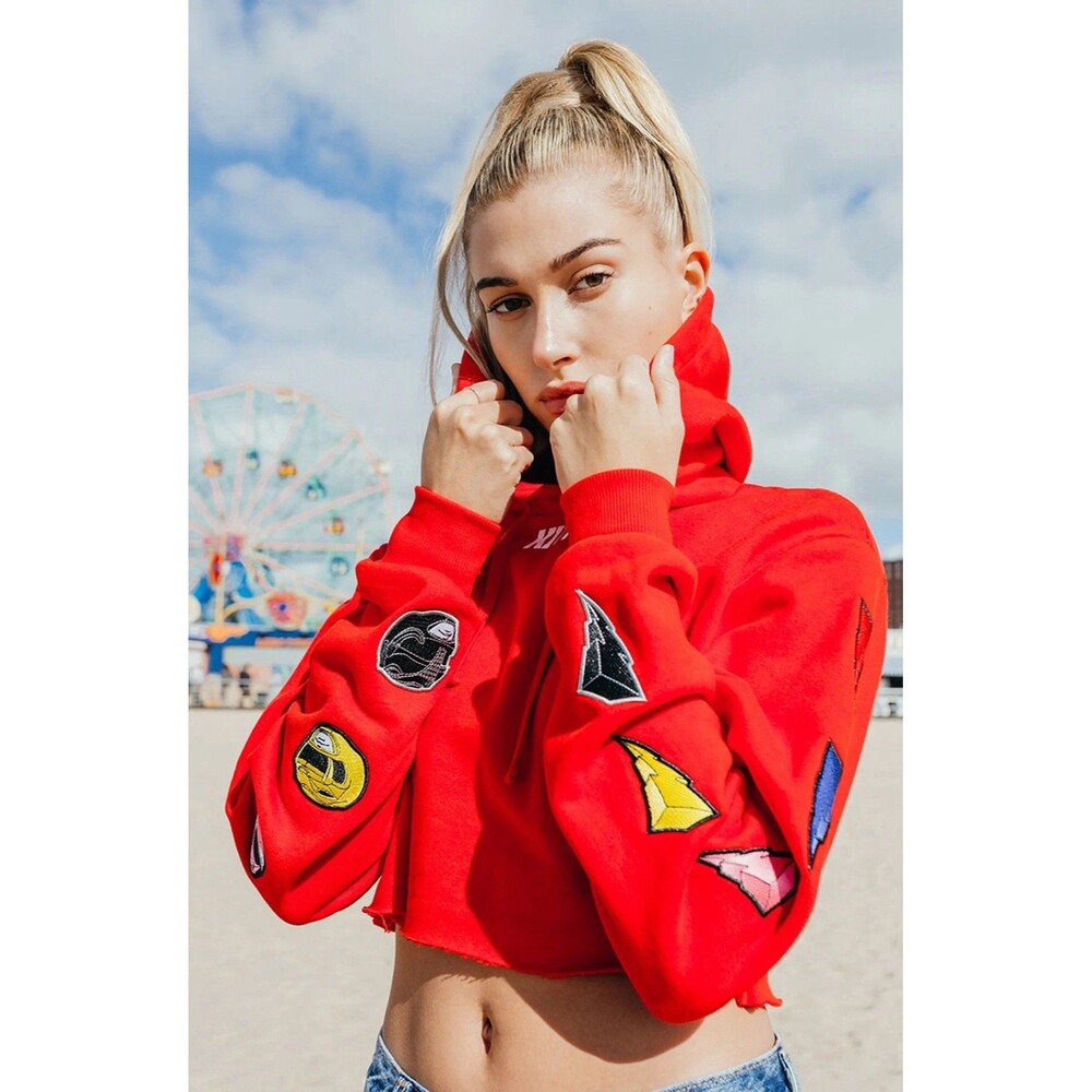 Kith x Power Rangers Red Hoodie Crop Medium For Womens